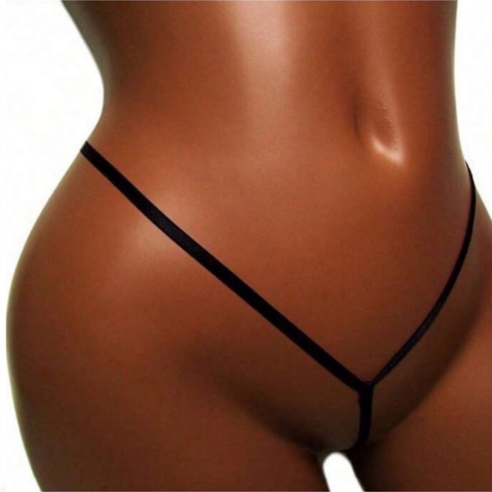 Black Rhinestone Thong - Picture 3 of 5